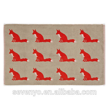 creative design red fox pattern jacquard design super absorbent bath mat BM-038